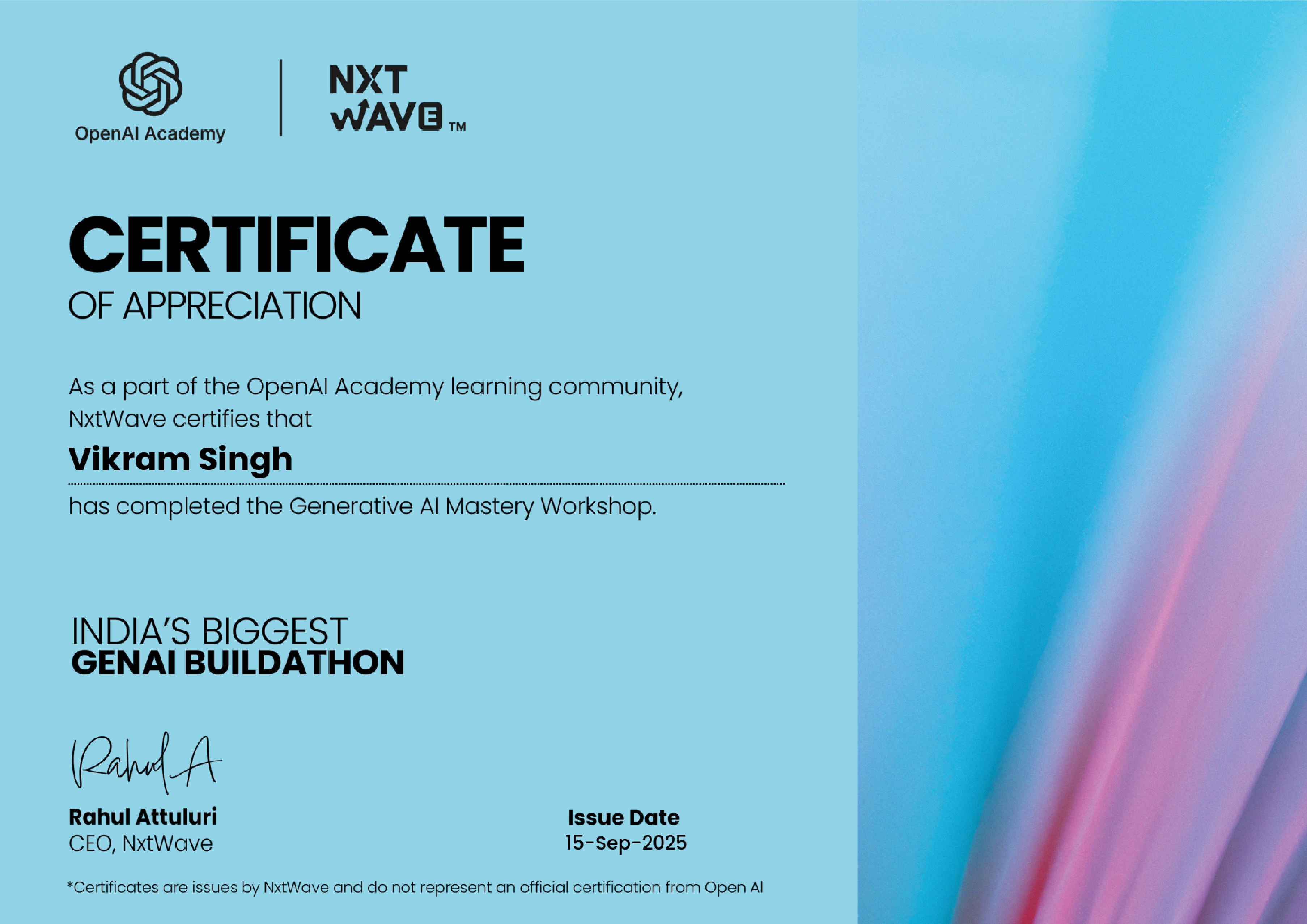 Gen AI Buildation certificate
